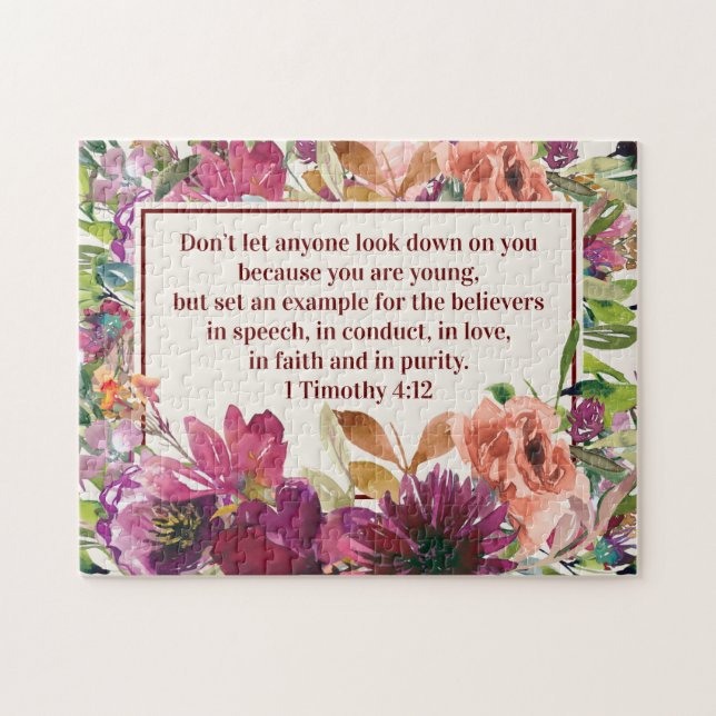 Burgundy Coral Floral Christlich Bibel Verse (Horizontal)