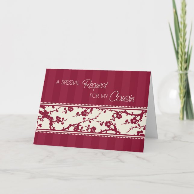 Burgundy Cousin Bridesmaid Einladungskarte (Vorderseite)