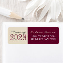 Burgundy & Cream Abschluss Rücksendeadressen-Aufkl