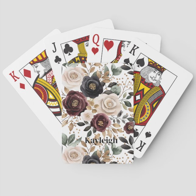 Burgundy Cream Black Floral Spielkarten (Rückseite)