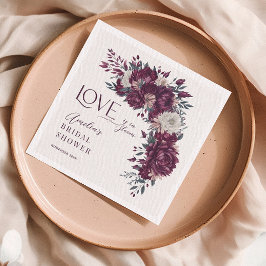 Burgundy Cream Blume Liebe in Bloom Brautparty Serviette