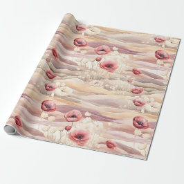 Burgundy Cream Blush Bloral Brautparty Geschenkpapier