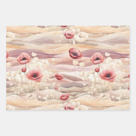 Burgundy Cream Blush Bloral Brautparty Geschenkpapier Set