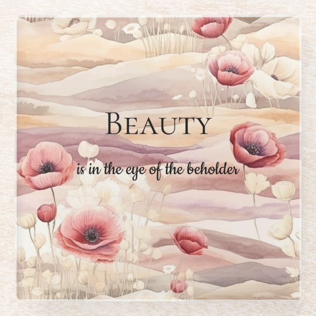 Burgundy Cream Blush Bloral Brautparty Glasuntersetzer (Vorderseite)