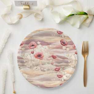 Burgundy Cream Blush Bloral Brautparty Pappteller