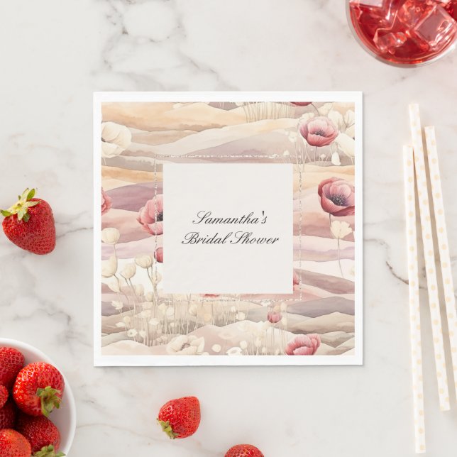 Burgundy Cream Blush Bloral Brautparty Serviette (Beispiel)