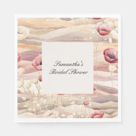 Burgundy Cream Blush Bloral Brautparty Serviette