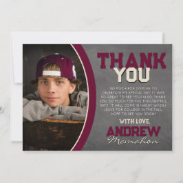 Burgundy & Cream Chalkboard Grad Danke Karte