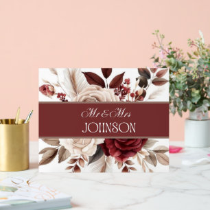 Burgundy Cream FloraCustom New Wed Wedding Deco Acrylschild