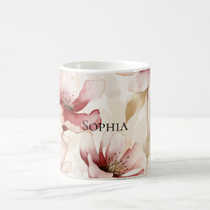 Burgundy Cream Lavender Floral Brautparty Kaffeetasse