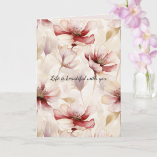Burgundy Cream Lavender Floral Liebe Karte