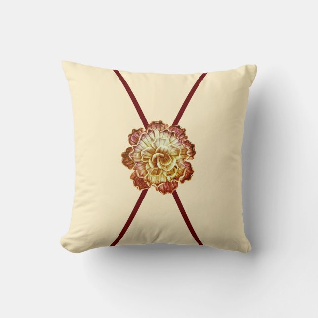 Burgundy & Cream (Primär) Elegance Rosette Kissen (Vorderseite)
