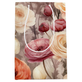 Burgundy Cream Spring Blumen Brautparty Mittlere Geschenktüte