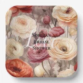 Burgundy Cream Spring Blumen Brautparty Pappteller