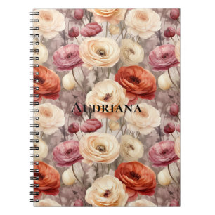 Burgundy Cream Spring Blumen Notizblock