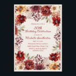 Burgundy Cream Watercolor Floral 30. Geburtstag Einladung<br><div class="desc">Ring in 30 mit Eleganz mit dieser Blumengeburtstagseinladung im Herbst. Dieses Design mit bordeauxroten,  blauen und goldenen Blume im Wasser ist perfekt für Herbst-Party und Meilensteine-Feiern.</div>