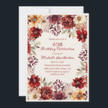 Burgundy Cream Watercolor Floral 40. Geburtstag Einladung<br><div class="desc">Feiern Sie 40 fantastische Jahre mit dieser raffinierten Blumengeburtstagseinladung. Die bordeauxroten,  blüten und elfenbeinfarbenen Blume schaffen ein wunderschönes,  im Herbst inspiriert Design,  das sich perfekt für ein unvergessliches Meilenstein-Fest eignet.</div>