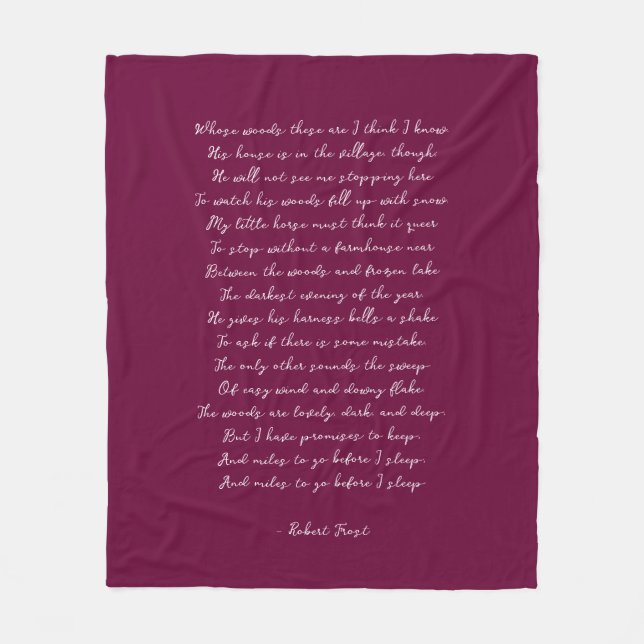 Burgundy Custom Poem Song Lyric Quote  Fleecedecke (Vorderseite)