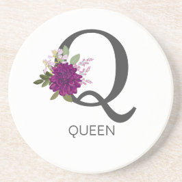 Burgundy Dahlia Floral Alphabet Letter Monogram   Getränkeuntersetzer
