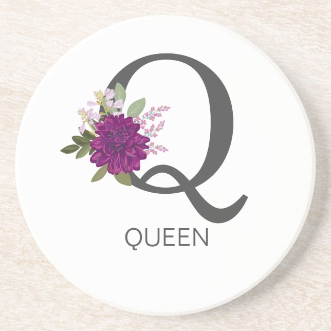 Burgundy Dahlia Floral Alphabet Letter Monogram   Getränkeuntersetzer (Vorne)