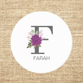 Burgundy Dahlia Floral Alphabet Letter Monogram   Getränkeuntersetzer