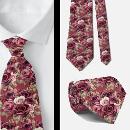 Burgundy Deep Rote Rosen Blush Mauve Neck Tie Krawatte