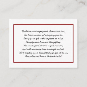 Burgundy Display Brautparty Insert Card + Tag