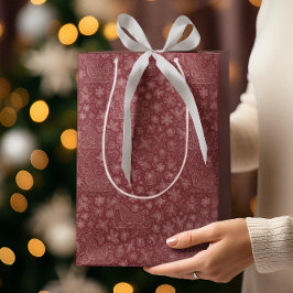 Burgundy Doodle Christmas Sleigh Pattern Mittlere Geschenktüte