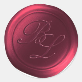 Burgundy Double Monogram Imitate Wachse Siegel Sti Runder Aufkleber