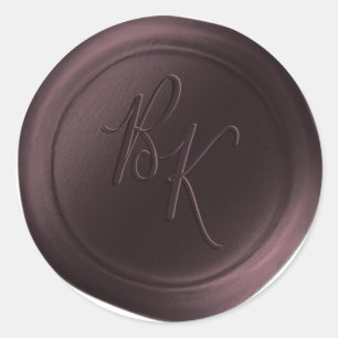 Burgundy Double Monogram Imitate Wachse Siegel Sti Runder Aufkleber