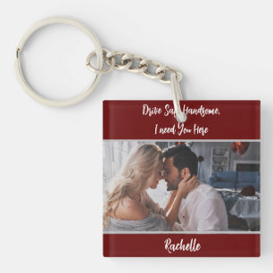 Burgundy Drive Sicheres Foto Geschenk Husband Boyf Schlüsselanhänger