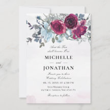 Burgundy Dusty Blue Rose Christliche Hochzeit