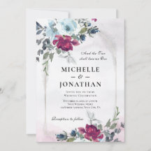 Burgundy Dusty Blue Rose Garden Christlich Wedding