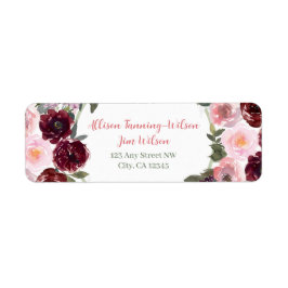 Burgundy Dusty Pink Rose Wasserfarbe Rücksendeadre