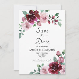 Burgundy & Dusty Rose Blumenhochzeit speichern das Einladung