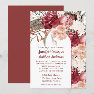 Burgundy Dusty Rose Elfenbein Peach floral Wedding Einladung