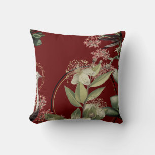 Burgundy Elegant Blumenmuster Kissen