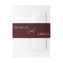 Burgundy Elegant Calligraphy Wedding Einladungsbanderole