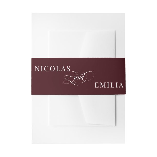 Burgundy Elegant Calligraphy Wedding Einladungsbanderole (Vorderseite Beispiel)