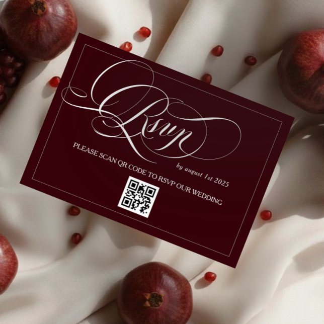 Burgundy Elegant Calligraphy Wedding RSVP Karte (Von Creator hochgeladen)