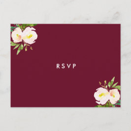 Burgundy Elegant Floral Quinceanera UAWG Einladungspostkarte