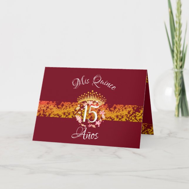 Burgundy Elegant Luxury Quinceañera Spanisch Einladung (Vorderseite)