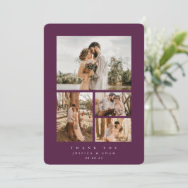 Burgundy Elegant Minimal 4 Foto Hochzeit Wohnung Dankeskarte