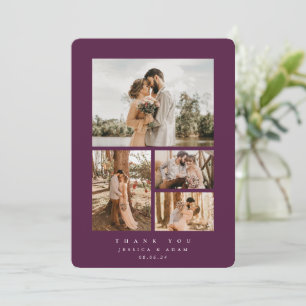 Burgundy Elegant Minimal 4 Foto Hochzeit Wohnung Dankeskarte