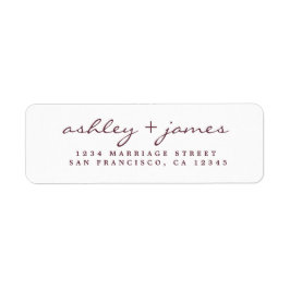 Burgundy Elegant Script Wedding Rücksendeadresse