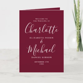 Burgundy Elegant Signature Script Hochzeit Programm