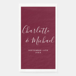 Burgundy Elegant Signature Script Hochzeit Serviette