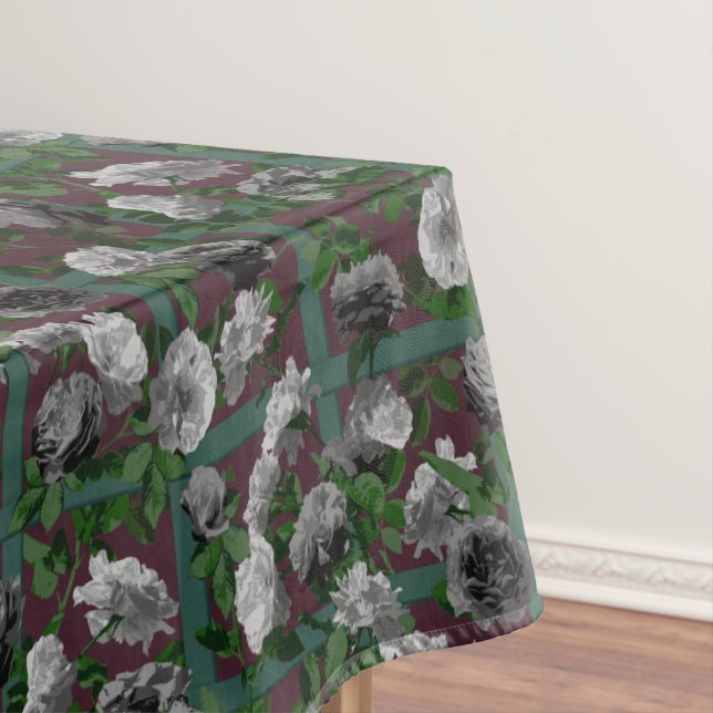 Burgundy Elegante Rose Tischdecke (Beispiel)