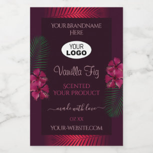 Burgundy Étiquettes Hawaii Fleurs Feuille Logo
