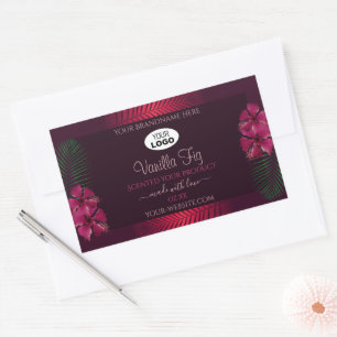 Burgundy Étiquettes Hawaii Fleurs Feuille Logo